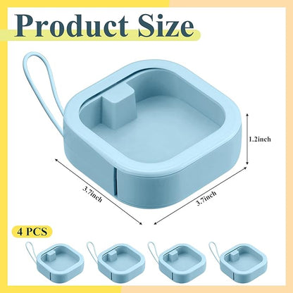 Kathfly 4 Pcs Blue Hair Tie Organizer Portable Hair Accessory Storage Containers Stackable Tie Bobby Pin Holder Home Cotton Swab Dispenser Accessories Jewelry Organizer Box
