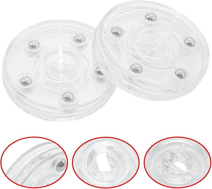 4 Pcs Clear 2.5 inch Acrylic Lazy Susan Rotating Turntable Organizer Bearings - Round Swivel Plate for Spice Rack, Table, Cake, Kitchen Pantry
