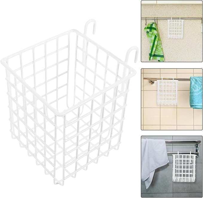 Cabilock 2pcs Hanging Wire Basket Organizer for Kitchen and Bathroom Space-saving Storage Hooks for Easy Installation for Pantry Craft Room