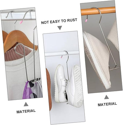 2pcs Stainless Steel Shoe Drying Rack Non-Slip Hanging Shoe Organizer for Balcony and Closet Heavy Duty Windproof Design