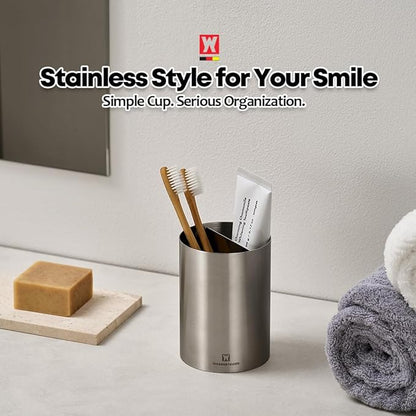 WAGENSTEIGER Stainless Steel Utensil Holder, SUS304 Rust-Resistant Metal Organizer for Kitchen Tools, Cutlery & Flatware, Countertop Storage for Utensils, Toothbrushes & More (110 x 150mm (Tall))