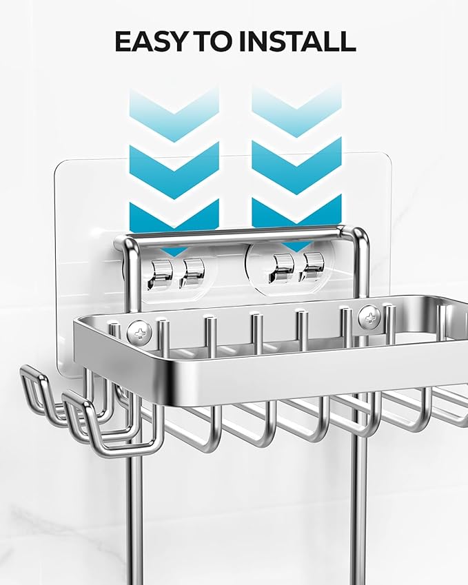 Nieifi Adhesive 2 Tier Bar Soap Holder, Stainless Steel for Shower Wall, Soap Dish for Bathroom, Silver