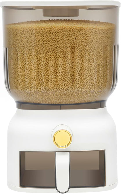 Rice Dispenser, 6kg/13.23 lbs Large Grain Storage Container Sealed Moisture Proof with Cup, Time Scale, Top Box, Kitchen Pantry Household Cereal Dispenser Bucket for Rice Beans Grains Dry Food