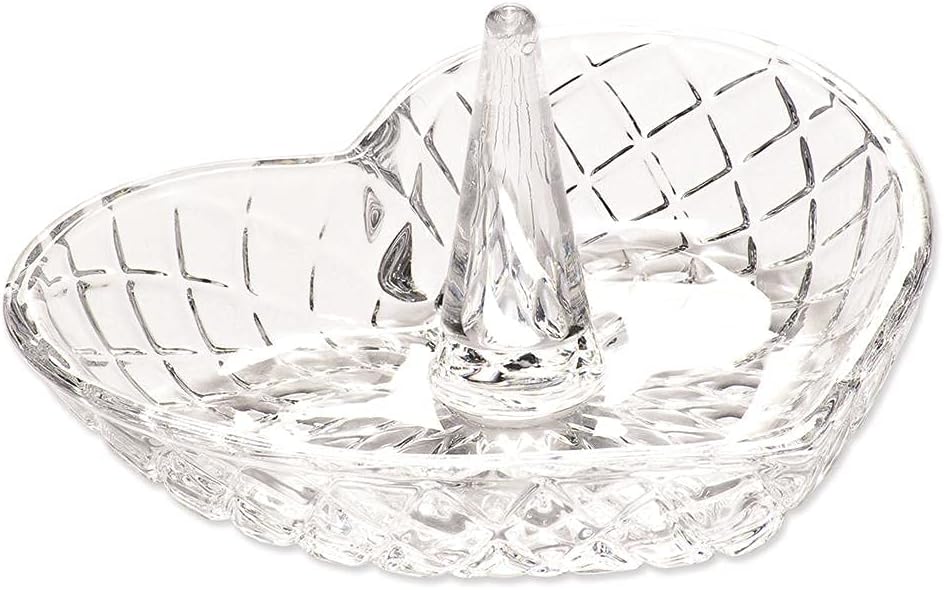 Crystal Clear Glass Heart Shape Ring Holder