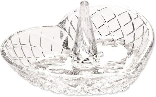 Crystal Clear Glass Heart Shape Ring Holder