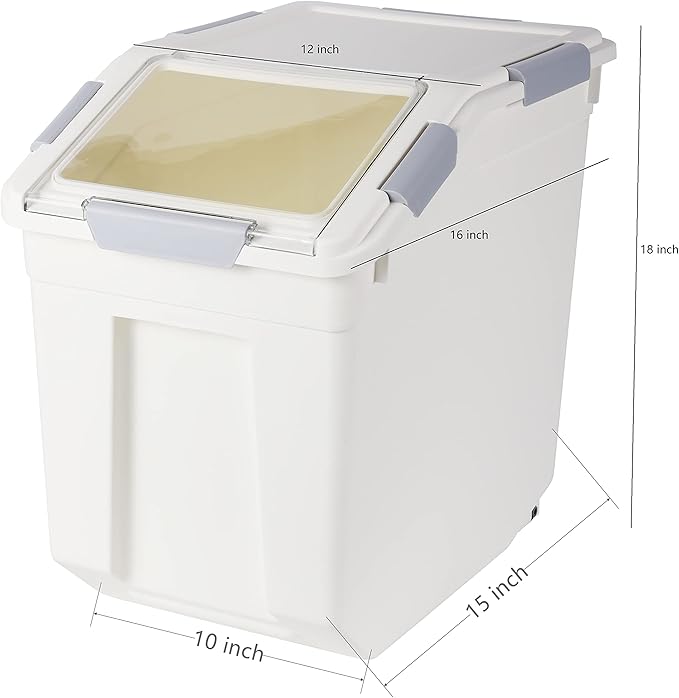 EonTone Flour Storage Container 25 Liters (30 Lb‎) Pack-6 with Lockable Lid Wheels BPA-Free Ingredient Storage Bins