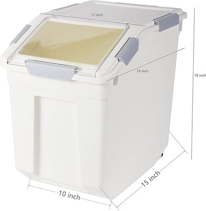 EonTone Flour Storage Container 25 Liters (30 Lb‎) Pack-6 with Lockable Lid Wheels BPA-Free Ingredient Storage Bins
