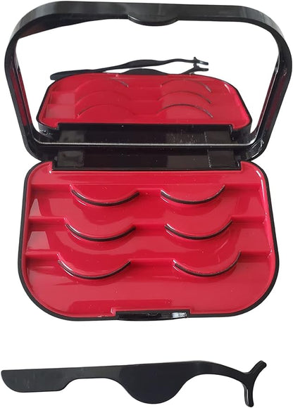 Coiffure Extensions Three Tier Magnetic Eyelash Storage Case With Mirror And Tweezer: Holder, Travel Case, Organizer