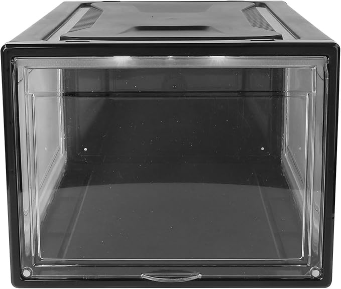 SOLUSTRE Large Stackable Shoe Storage Box with Black Latch Drawer-style Household Shoe Organizer for Men and Women Display and Closet Cabinet Container