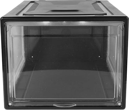 SOLUSTRE Large Stackable Shoe Storage Box with Black Latch Drawer-style Household Shoe Organizer for Men and Women Display and Closet Cabinet Container