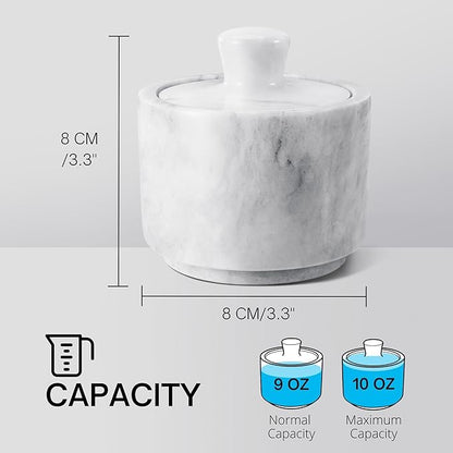 Flexzion Marble Salt Cellar with Lid - Salt and Pepper Bowls Dish Container for Kitchen - Marble Pepper Jar Storage Box Holder for Paprika, Herbs, Sugar, Jewelry & Watches (Set of 2, Black & White)