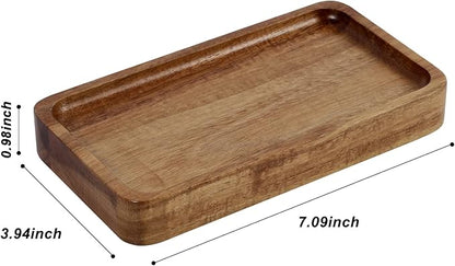 Vanity Tray, Bathroom Tray, Soap Dispenser Tray for Bathroom, Kitchen and Home Decor(Acacia-Small)