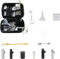 Kitchen Spice Dispenser Set with Pouch – 12Pcs Stainless Steel Spice Jars Airtight, Mini Funnel & Spoon for Camping BBQ Cooking, Space-Saving Seasoning Organizer for Home & Travel (Black)