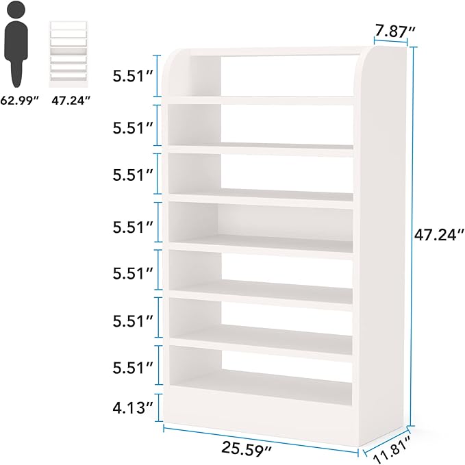 LITTLE TREE Shoe Shelf for Entryway, 8-Tier Shoe Rack Cabinet, 21 Pair Shoe Storage Organizer, White