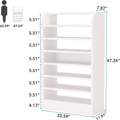 LITTLE TREE Shoe Shelf for Entryway, 8-Tier Shoe Rack Cabinet, 21 Pair Shoe Storage Organizer, White