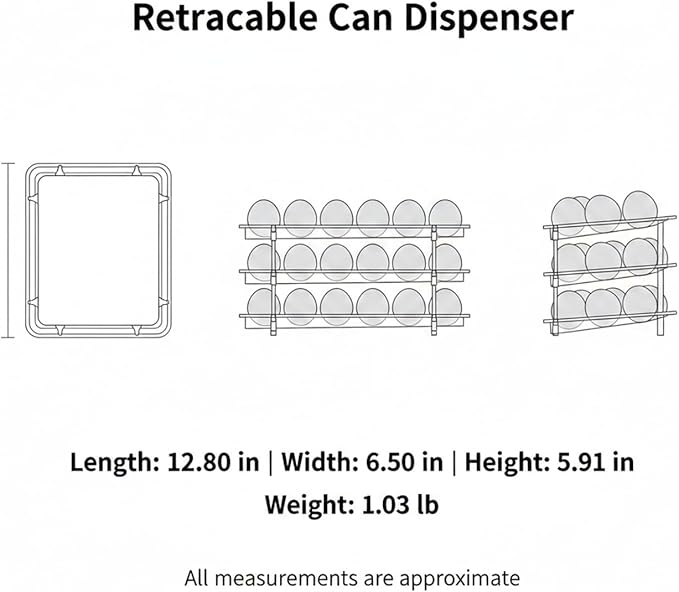 Retractable Can Organizer, Adjustable Width Sliding Dispenser for Refrigerator & Pantry, Clear Plastic Storage Rack for Soda Cans and Bottles (1 PC)