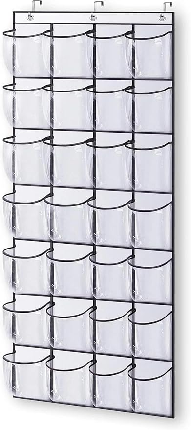 for KEETDY 28 Large Clear Pockets Over The Door Shoe Rack, Hanging Shoe Organizer