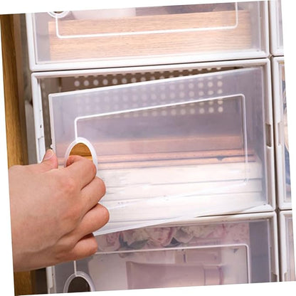 Flip-on Shoe Cabinet Stackable Plastic Shoe Organizer Clear Overlapping Shoes Case for Sneakers Sandals Home Storage 12.99X9.05X5.51In