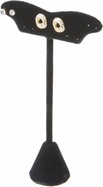 Plymor Black Velvet Fish Tail Style, Five Pair Earring Display Stand, 3.125" W x 1.25" D x 5.5" H (Pack of 12)