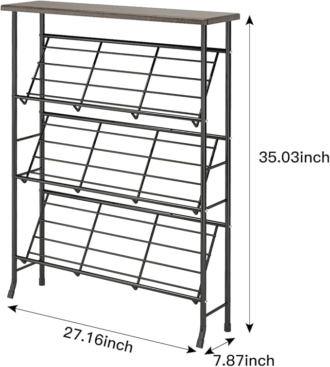 JZM Shoe Rack Storage, Narrow 4 Tier Metal Shoe Storage Shelf, Free Standing Shoe Racks, Space Saving Shoe Rack Organizer for Entryway, Hallway, Bedroom, Living Room(12-16 Pair)