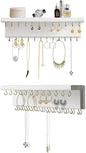 SANY DAYO HOME Necklace Holder Organizer Wall Mounted Jewelry Shelf with 24/30 Hooks, White