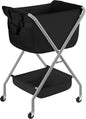 STORAGE MANIAC Collapsible Laundry Cart with Wheels 35.6"H Removable Canvas Bag Rolling Laundry Hamper Clothes Basket with Wheels, Sturdy Steel Frame Folding for Small Narrow Space Easy Storage, Black