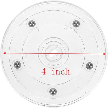 Geesatis 4" Acrylic Lazy Susan Turntable Organizer - 4 Pack Clear Swivel Plates with Steel Ball Bearings for Kitchen Base Turn Dining Table, Clear