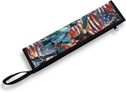 COEQINE Silverware Storage Case Tableware Case With Handles American Flag Themes Eagle Cool Animal Pattern Silverware Storage Case Tableware Case with Handle Leafproof Case