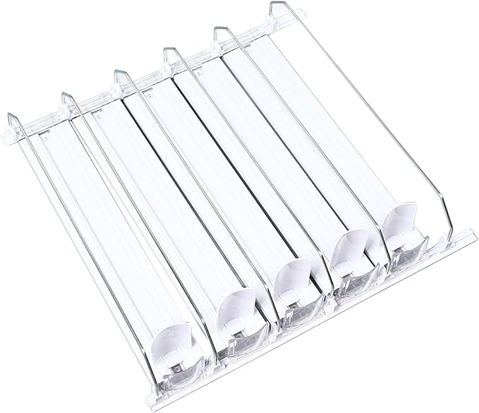 Drink Can Dispenser, Organizer for Fridge Spring Loaded Adjustable Organiser Drinks Dispensador Automtico Refrescos Push Rod Slide Rail Soda Beer Beverages 38cm White Pull-Out