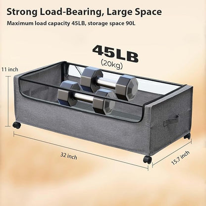 FOUCSSOMEI 4-Packs Under Bed Storage with Wheels, Under The Bed Storage Drawers On Wheels, Rolling Underbed Drawers, Lockable, Heavy Duty