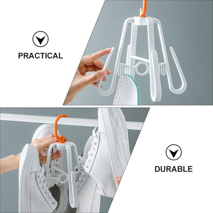 VOSAREA Windproof Hanging Shoe Organizer Hooks 3pcs Set Nordic Color Balcony Shoe Drying Rack 4 Hooks for Home and Insole Clip