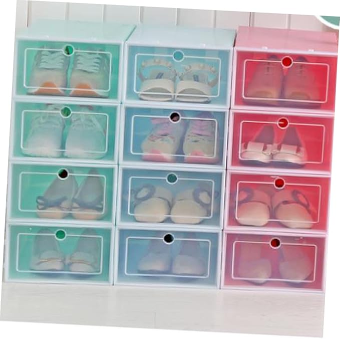 Shoe Container Set 6pcs Stackable Boxes for Shoes Large Size Clear Plastic Home Office Storage Solution