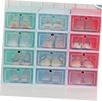Shoe Container Set 6pcs Stackable Boxes for Shoes Large Size Clear Plastic Home Office Storage Solution