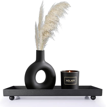 Rectangle Black Matte Metal Tray, Suit for Candle Holder, Vanity Decor Projects, Bathroom Toilet Tank Tray, Perfume or Jewelry Storage, and Coffee Table Centerpiece-Mini