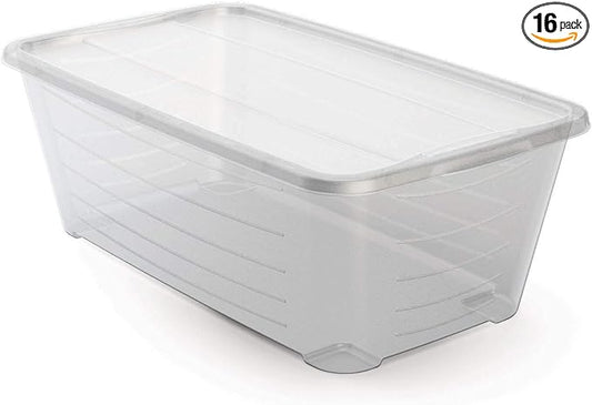 Life Story 6Q Rectangular Clear Plastic Protective Storage Shoe Box (16 Pack)