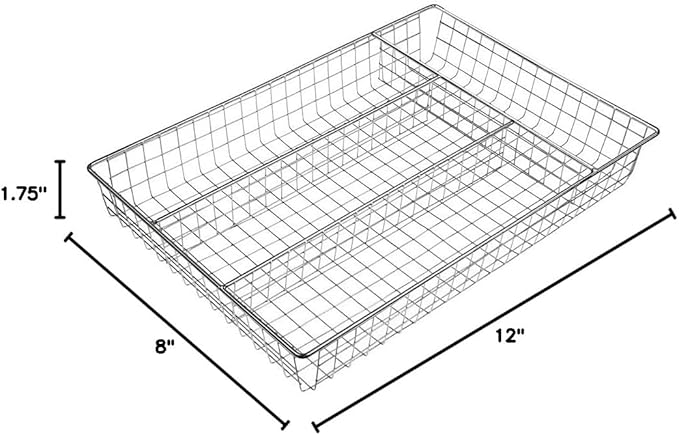 YBM Home Metal Wire Chrome Plated Kitchen In-Drawer Serving Utensils, Flatware, Cutlery Desk and Office Supplies Organizer/Tray Holder Silverware Storage 2561vc- 1
