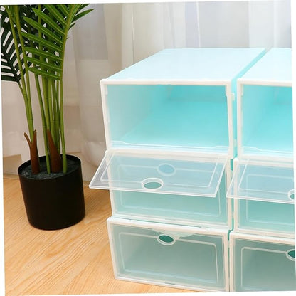 DECHOUS 6PCS Thick Shoe Storage Box Stackable Plastic Shoe Organizer with Lid Sturdy and Dustproof Container for Closet and Home Use