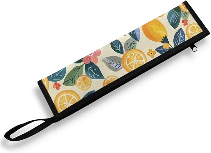 COEQINE Lemon Utensil Holder Large Capacity Portable Travel Case for Work Outdoor Reusable Portable Travel Tableware With Handles Work Travel Accessories,Pink Boho Floral Lemon