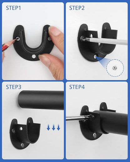 Closet Rods for Hanging Clothes - Heavy Duty, Length Adjustable (Black, 66.5" - 76")