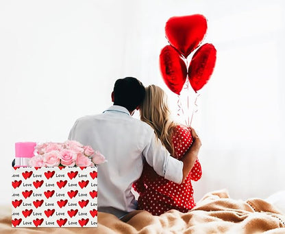 CLOCOR Rectangular Valentine's Day Gift Basket,Collapsible Fabric Storage Container,Storage Basket for Lover,Gift Bakset (Love You Heart)