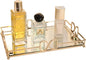 Gold Mirror Tray: Elegant Makeup/Vanity Tray, Luxury Rust-Proof Glass for Bathroom & Bedroom