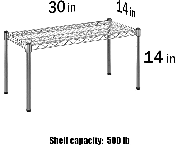 14" Deep x 30" Wide x 14" Height Wire Shelving Kit | 1-Tier | NSF Commercial Storage Rack Unit