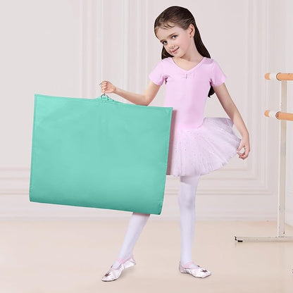 Univivi Dance Costume Bags Garment Bag 40 Inch Hanging Clothes for Dance Competitions, with 3 Medium Clear Zipper Pockets for Dance Costumes, Closet Storage (Green) - 4 Pack