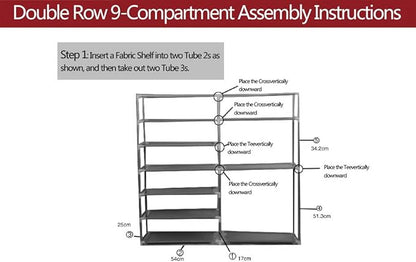 lapday 27-Pairs Portable Boot Rack, Double Row Shoe Rack Covered with Nonwoven Fabric,Space Saving Closet Shoe Cabinet Tower (Gray)