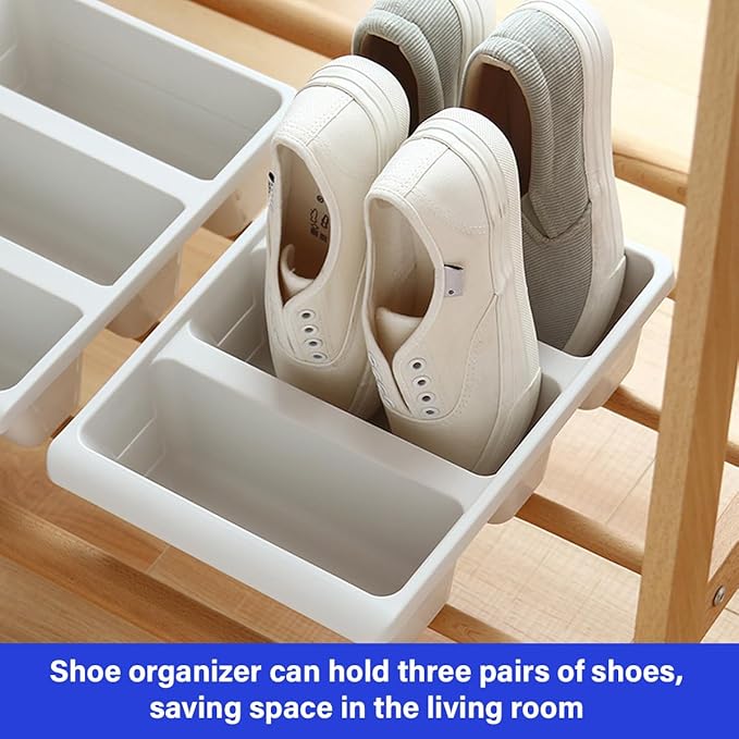 2Pcs Storage Shoe Tray Plastic Shoes Box Multifunctional Shoe Organizer Shelf Vertical Slipper Storage Tray Simple Shoe Rack for Entryway Living Room (Grey)