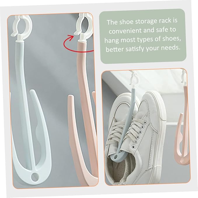 Happyyami 10pcs Portable Shoe Drying Rack Adjustable Plastic Hangers for Home Use Shoe Organizer for Sneaker and Laundry Drying Easy Access Hook Storage