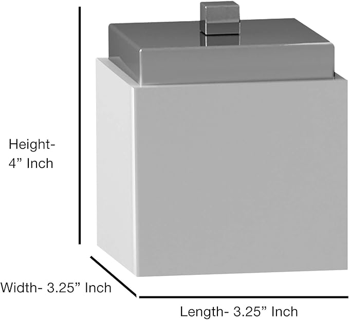 nu steel Pure Ceramic Bathroom Vanity Countertop Storage Organizer Canister Jar for Cotton Swabs, Rounds, Balls, Makeup Sponges,Bath Salts-Ceramic/Metal Trim