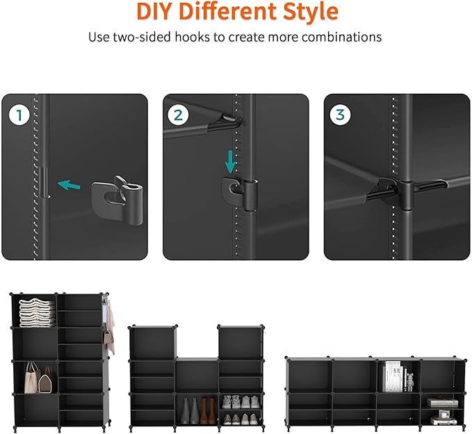 AWTATOS Shoe Rack, 8 Tier Shoe Storage Cabinet with Door, 32 Pair Shoe Organizer Shelves for Closet Hallway Bedroom Entryway, Black