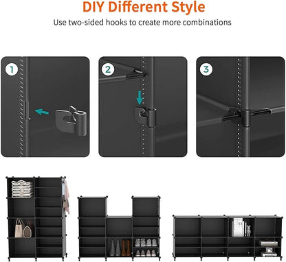 AWTATOS Shoe Rack, 8 Tier Shoe Storage Cabinet with Door, 32 Pair Shoe Organizer Shelves for Closet Hallway Bedroom Entryway, Black