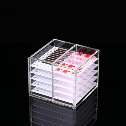 10 Layers Acrylic Lash&Nail Extensions Storage Organizer,Cosmetic Makeup Container Box,Clear Case Cabinet Display